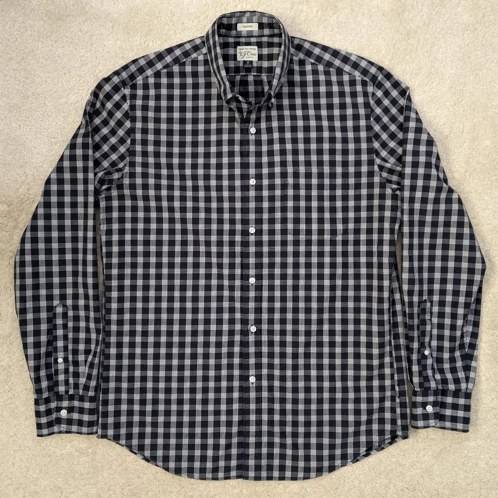 J.Crew blue white plaid shirt